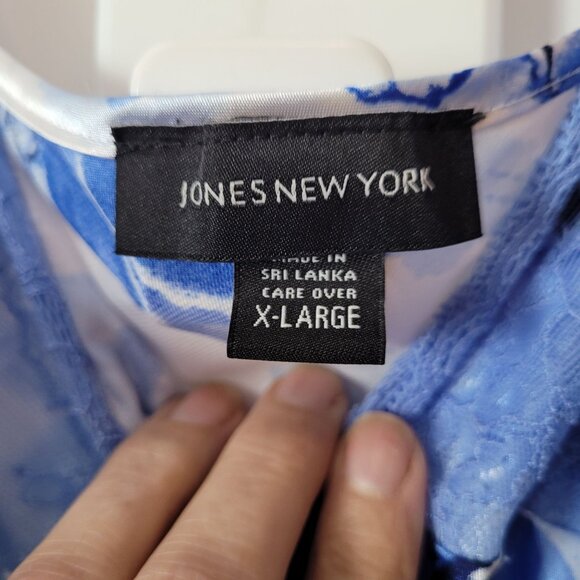 Jones New York Blue Floral Satin Nightgown With Lace Trim Adjustable Straps XL - Picture 2 of 11